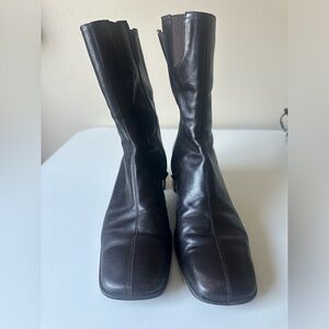 Vintage Stuart Weitzman  Brown Square Toe Heeled Boots 7.5